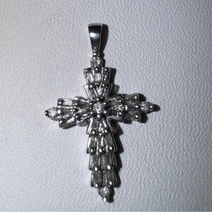 Vintage Sterling Silver & Diamond Cross Pendant- Unisex